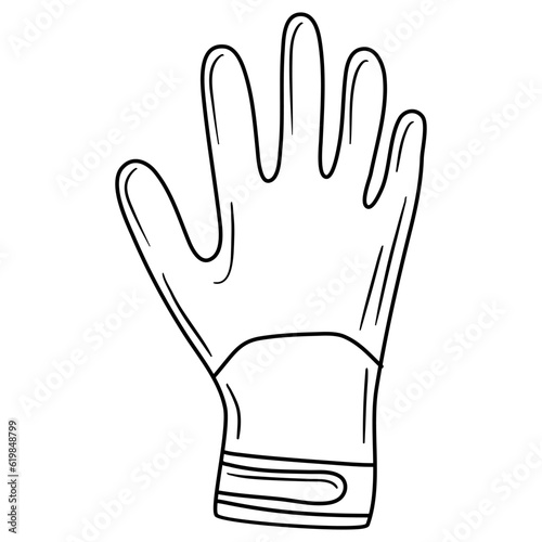 vector drawing in doodle style. working protective glove. construction tool, hand work
