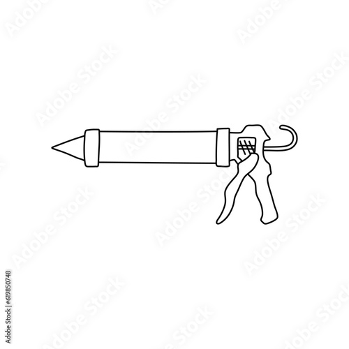 Vector hand drawn caulking gun, silicone gun isolated on white background