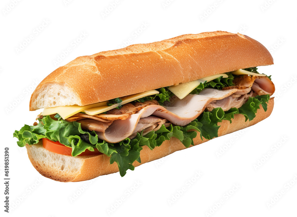 Smoked turkey breast sandwich. Generative AI. Smoked turkey breast sandwich. Generative AI.