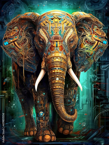 High detailed elephant illustration art