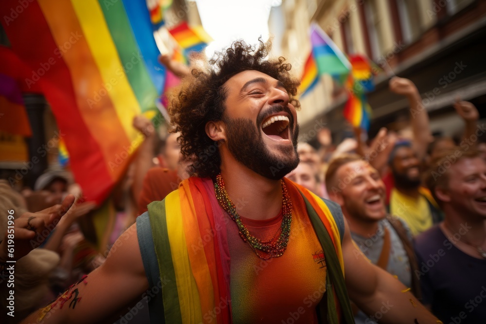 an open gay man celebrates lgbt pride ,AI generated an open gay man celebrates lgbt pride ,AI generated