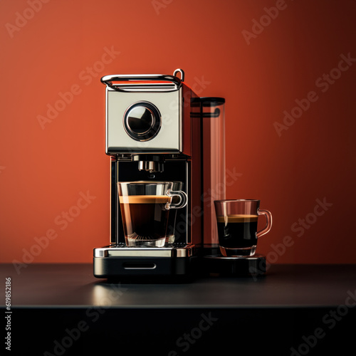 Machine à café expresso barista sur fond neutre