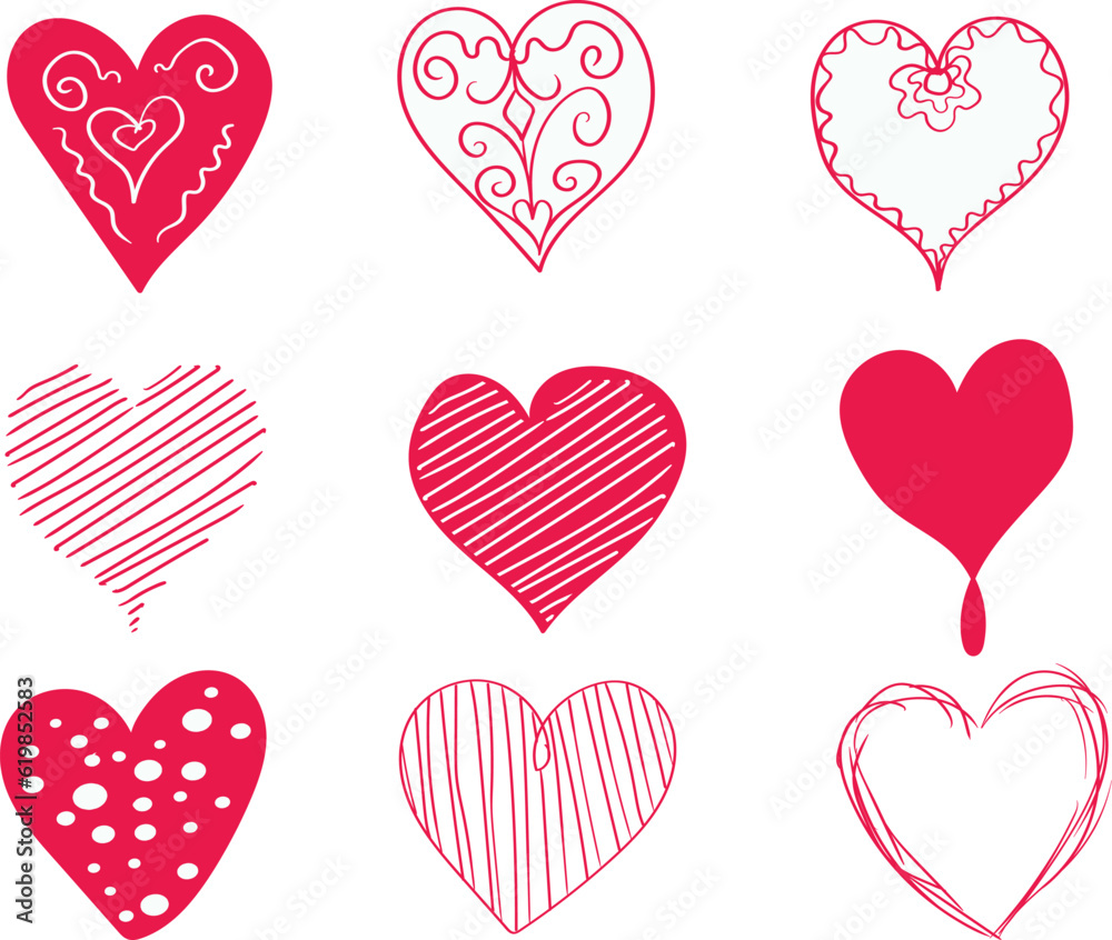 Illustration vector design of hearts set bundle in perfect for emoji, sticker, stationary, elements for your design