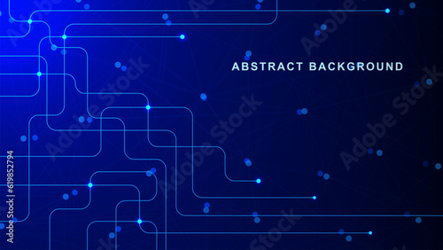 Abstract futuristic technology with dots and lines connect. Big data visualization, network connection, social networking and global communication technology background.