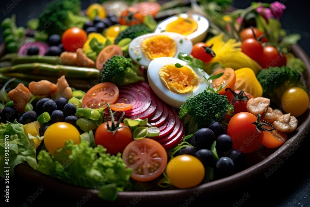Insalata di Riso with a variety of colorful vegetables and garnishes