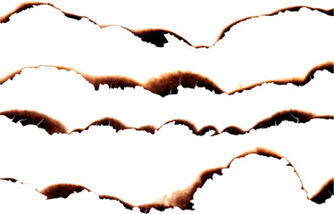 Paper burned isolated on white background with clipping path