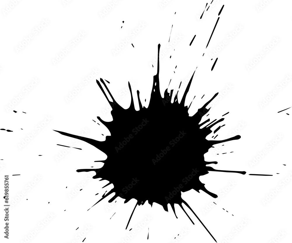 Black ink stain. Grunge splash brush splatter Black ink stain. Grunge splash brush splatter