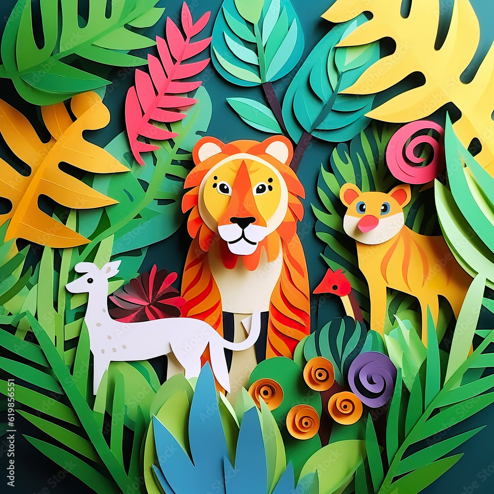 Obraz premium paper cut animal for kids