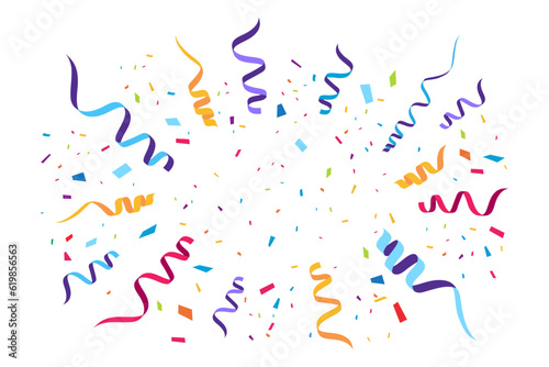 Confetti background or confetti explosion with colorful confetti, vector, isolated on transparent background for birthday banner, party background,  
holiday, anniversary & graduation celebration