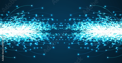 Ai technology. Concept of artificial intelligence. Blue and dots lines. Digital, communication, science, networks