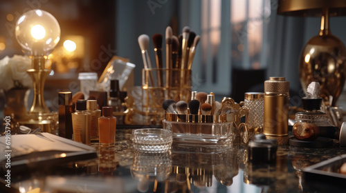 Luxury cosmetics on the table