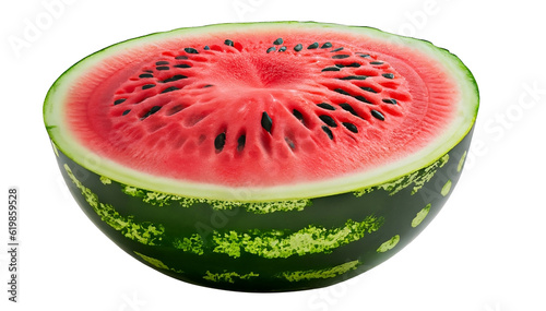 Half Cut of the Round Watermelon photography shoot on transparent or white background. Slice of watermelon. スイカ