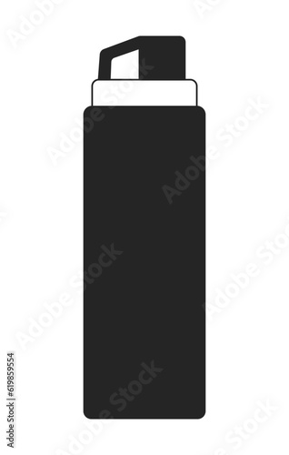 Portable bottle for water flat monochrome isolated vector object. Sport bottle. Editable black and white line art drawing. Simple outline spot illustration for web graphic design