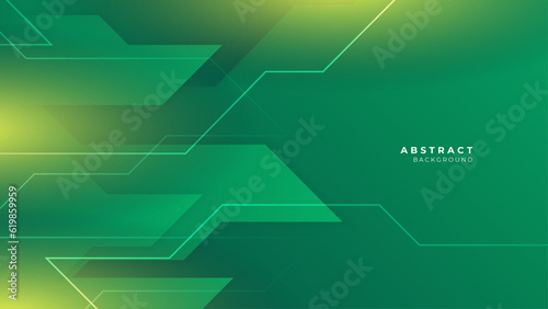 Grren color geomerict pattern on banner with shadow. Abstract yellow geometric background with copy space.