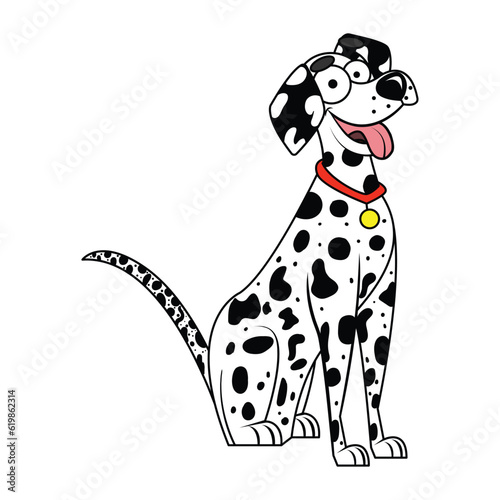 Vector Cartoon Dalmatian Dog Character isolated illustration