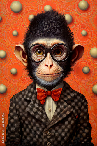 monkey portrait, pop surrealism