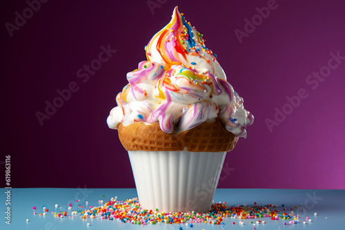 mouthwatering photograph of a colorful ice cream