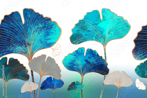 Ginkgo biloba - seamless pattern. Luxurious vector background designed for printing on fabric and can also be used in advertising medical cosmetics and pharmaceuticals