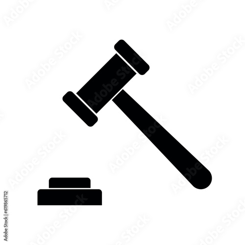 Auction, gavel, law icon symbol in solid black flat shape glyph icon, isolated on white background