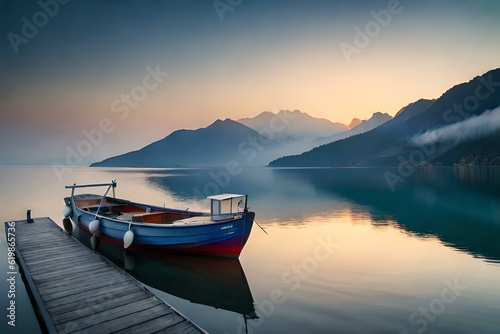 sunrise over the lake generated by AI technology © Joun