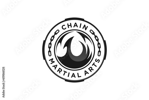 Dark martial art logo design chain element badge emblem
