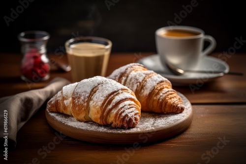 Sfogliatelle with a variety of pastries and a cup of coffee on a wooden table