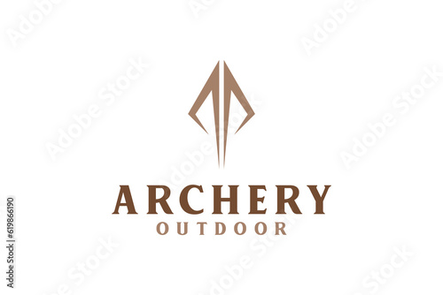 Archery bow hunter logo design archer head icon symbol illustration indian hunting outdoor