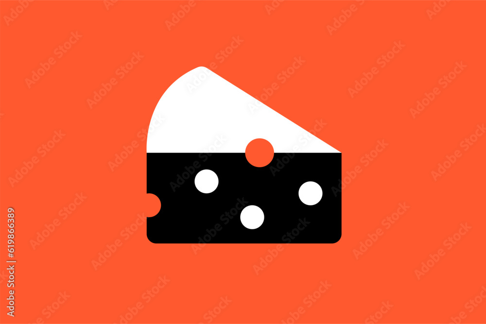 Vector cheese illustration in flat design style, geometric cheese icon. Vector cheese illustration in flat design style, geometric cheese icon.