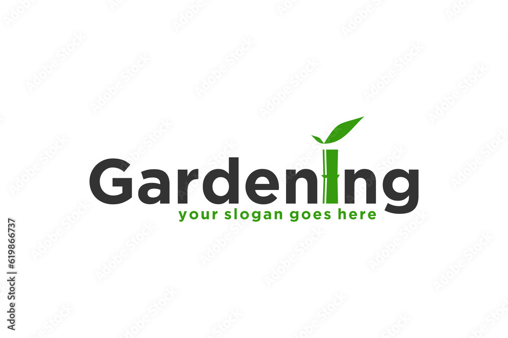Bamboo gardening logo design plant leaf organic green leaf