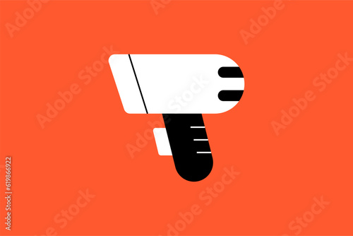 Vector hair dryer  illustration in flat design style, geometric dryer icon.