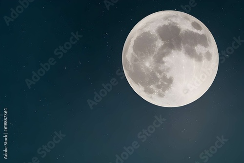 夜の星空に登る大きな満月