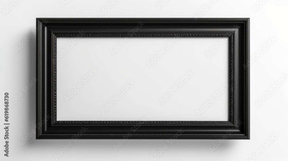 Black picture frame isolated on a white blank background Black picture frame isolated on a white blank background