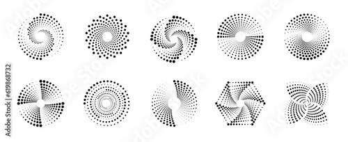 Abstract circle consisting of many dots set