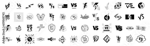 Set of versus logo letters, competition, battle, match, game Icon