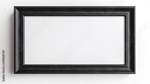 Black picture frame isolated on a white blank background