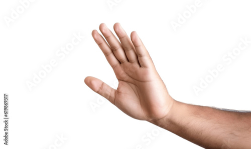 Male hand waving on transparent background. AI © Usmanify