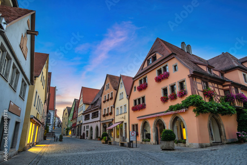 Rothenburg ob der Tauber Germany  city skyline with colorful house the Town on Romantic Road of Germany