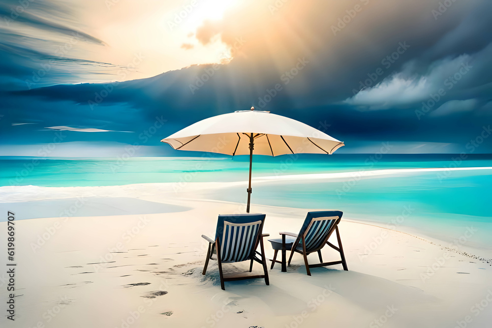 sun beds and umbrellas on the beach