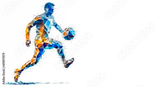 Abstract silhouette soccer player. White background copy space. Generative AI © REC Stock Footage