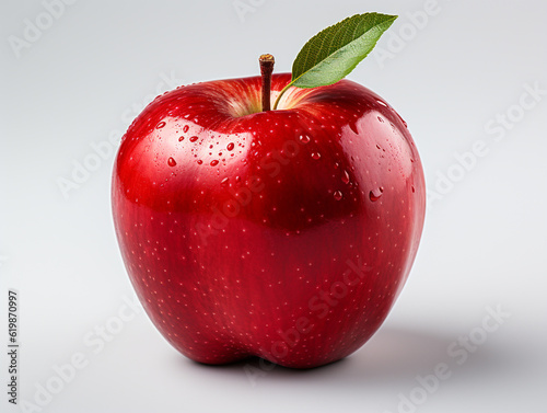 Red apple isolated on plain background. Harvested and ripped. Ready to be eaten as is or made into a cooking ingredient.