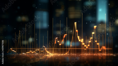 成長金融ビジネス金融市場の金取引チャート株価分析利益投資為替グラフ データ概念と世界経済通貨図価格マーケティング調査の 3 d 背景GenerativeAI
