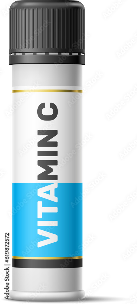 Vitamin plastic tube. Healthy product package mockup