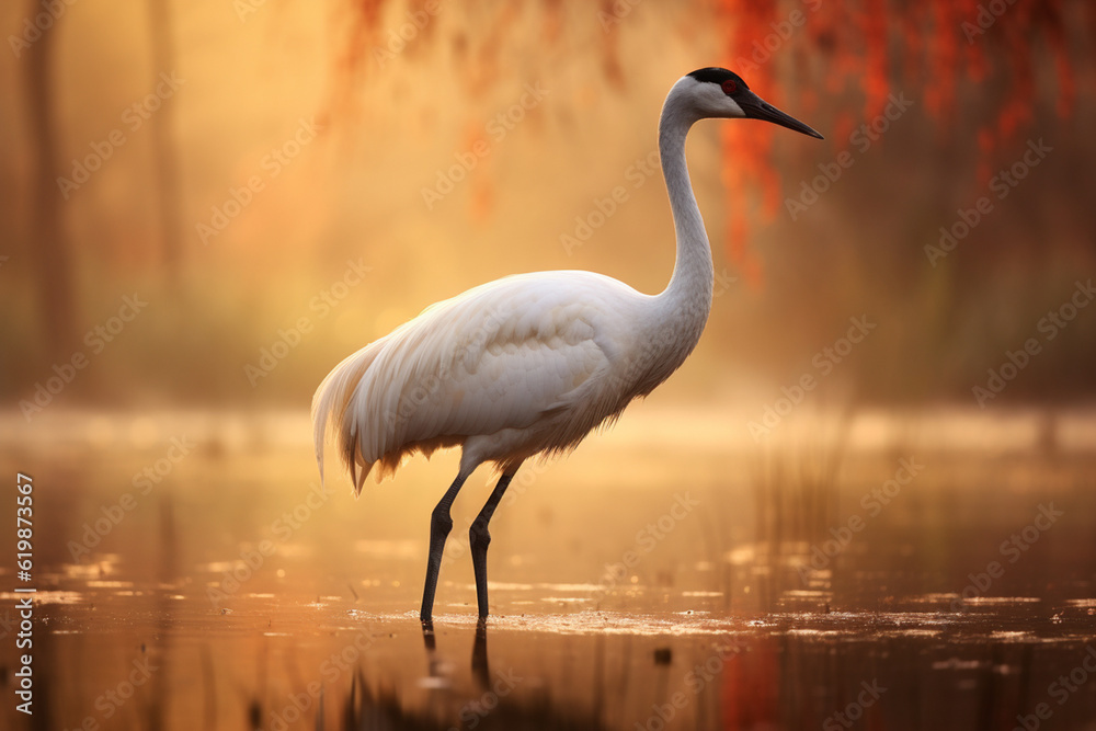 Fototapeta premium Samotny żuraw w lesie