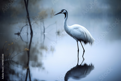 Fotografie, Obraz A lone crane in the forest