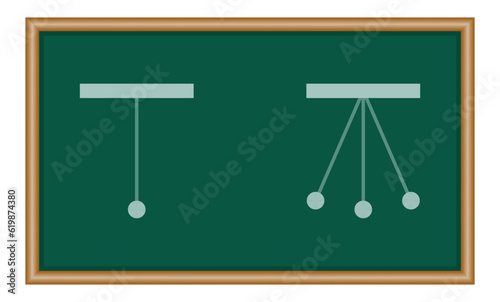 Diagram of simple pendulum harmonic motion. Physics resources for teachers and students. Vector illustration.