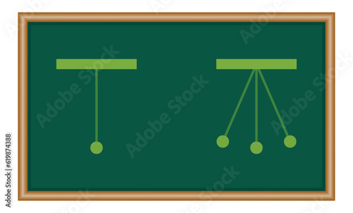 Diagram of simple pendulum harmonic motion. Physics resources for teachers and students. Vector illustration.