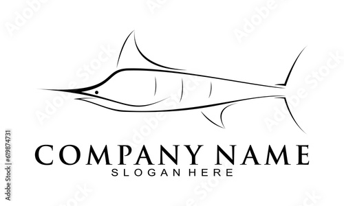 Sea sword fish simple illustration vector logo