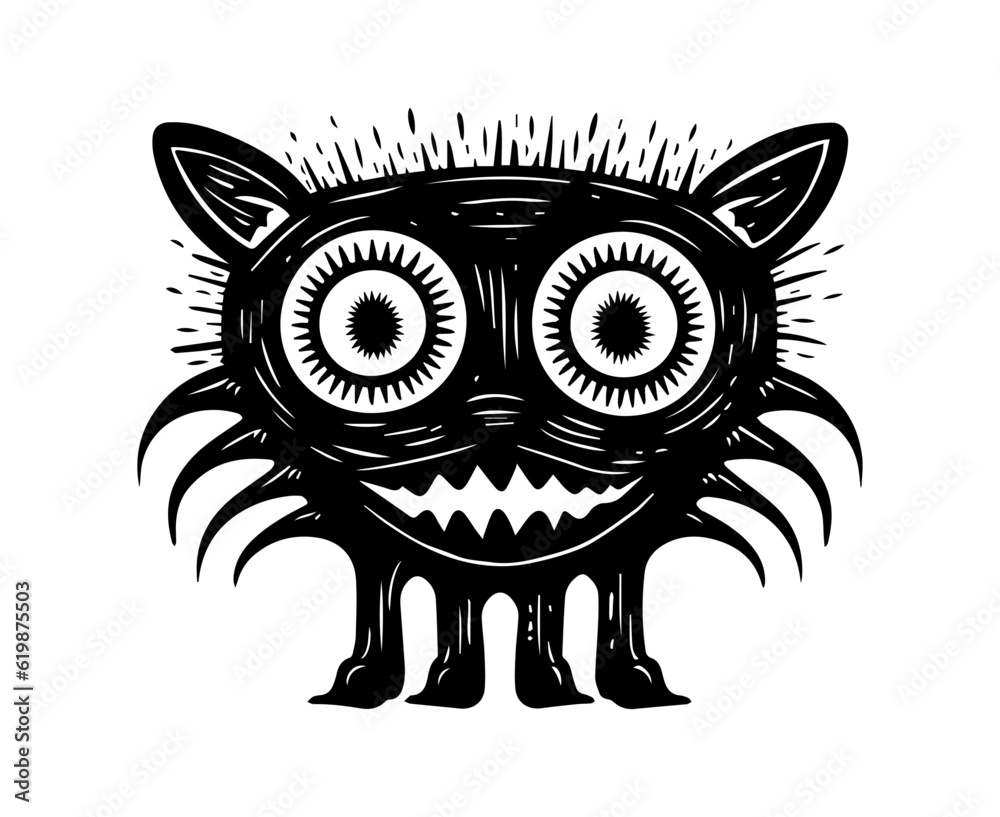 Cat Face Demonic Tattoo Logo Needles Spikes Carnival Show Toothy Funny Scary Cat Face Demonic Tattoo Logo Needles Spikes Carnival Show Toothy Funny Scary