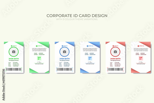 Modern corporate Business and simple office id card design with 3 color theme