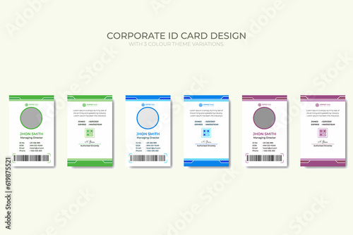 Modern corporate Business and simple office id card design with 3 color theme